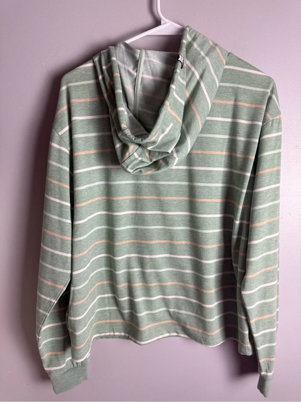 Salty Crew Men’s Green White Striped Hooded Pullover Jacket SZ M 40 UPF Casual